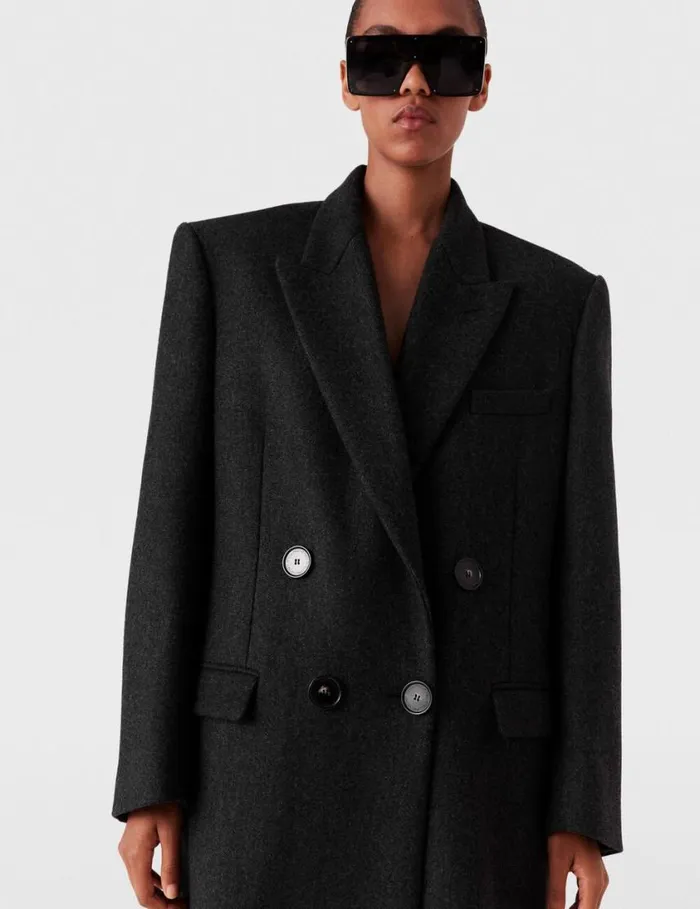 Women DoubleBreasted Long Wool Coat Concrete Stella McCartney Coats And Jackets
