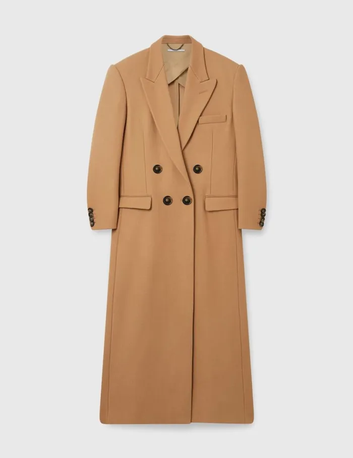Women Double Breasted Longline Coat Camel Stella McCartney Coats And Jackets