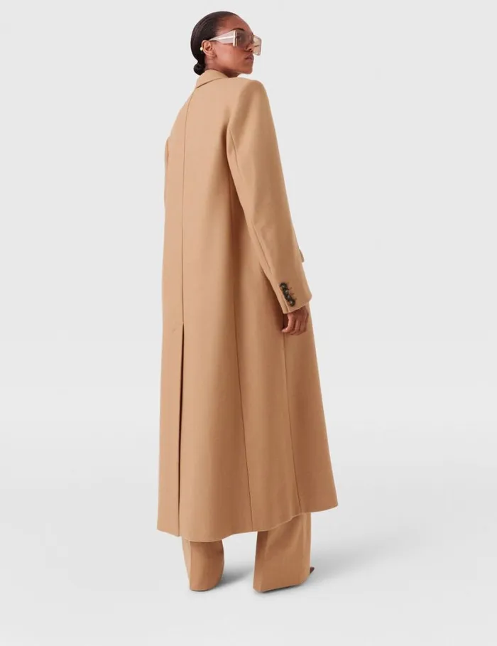 Women Double Breasted Longline Coat Camel Stella McCartney Coats And Jackets
