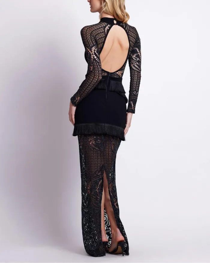 Women Dresses and Jumpsuits PatBO KNIT LACE MAXI DRESS Black