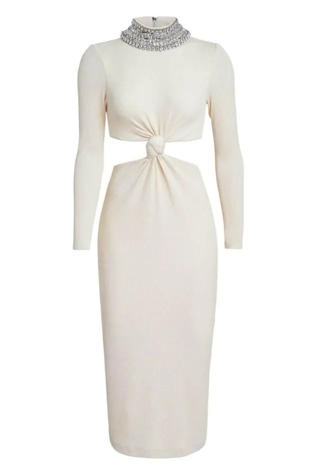 Women Dresses and Jumpsuits PatBO KNIT MIDI DRESS WITH EMBELLISHED COLLAR FINAL SALE Bone Women Dresses and Jumpsuits PatBO KNIT MIDI DRESS WITH EMBELLISHED COLLAR FINAL SALE Bone