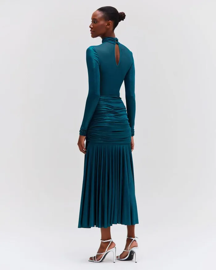Women Dresses and Jumpsuits PatBO Metallic Jersey And Tulle Midi Dress Emerald