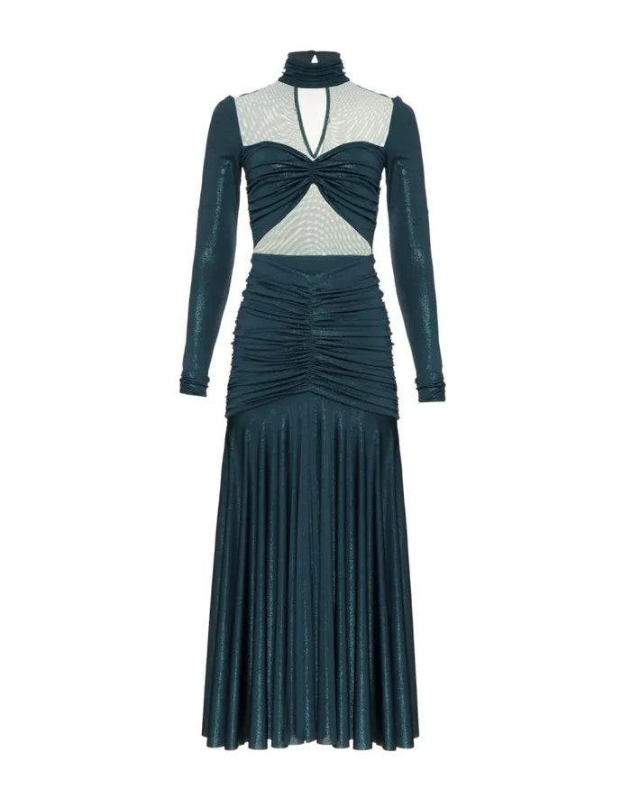 Women Dresses and Jumpsuits PatBO Metallic Jersey And Tulle Midi Dress Emerald