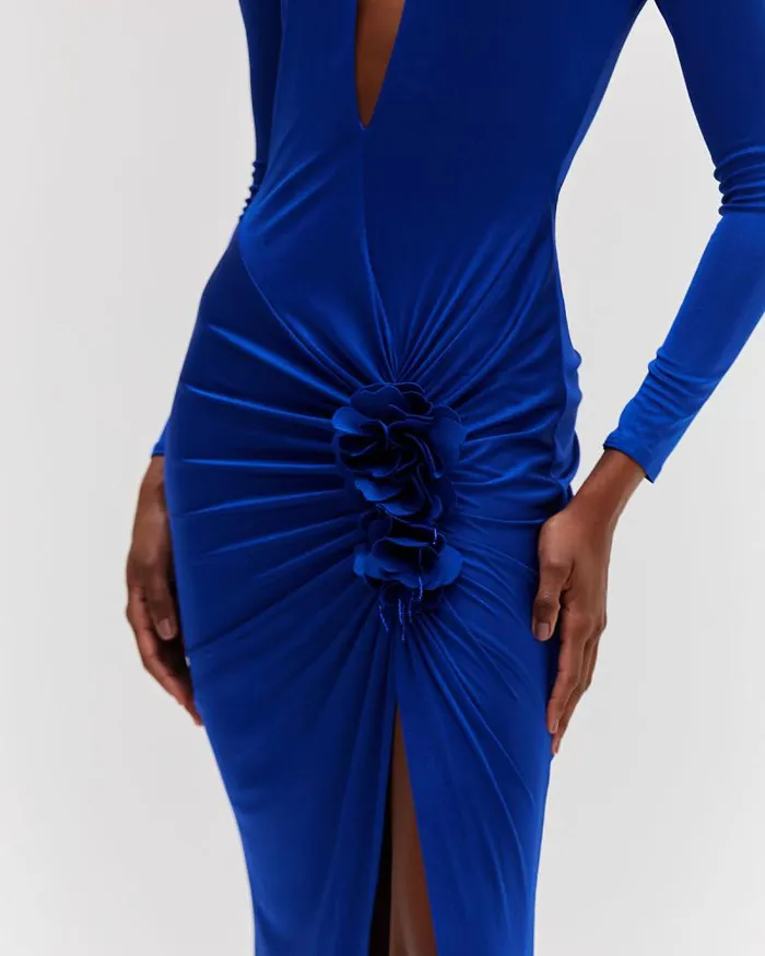 Women Dresses and Jumpsuits PatBO Metallic Jersey Keyhole Maxi Dress Sapphire