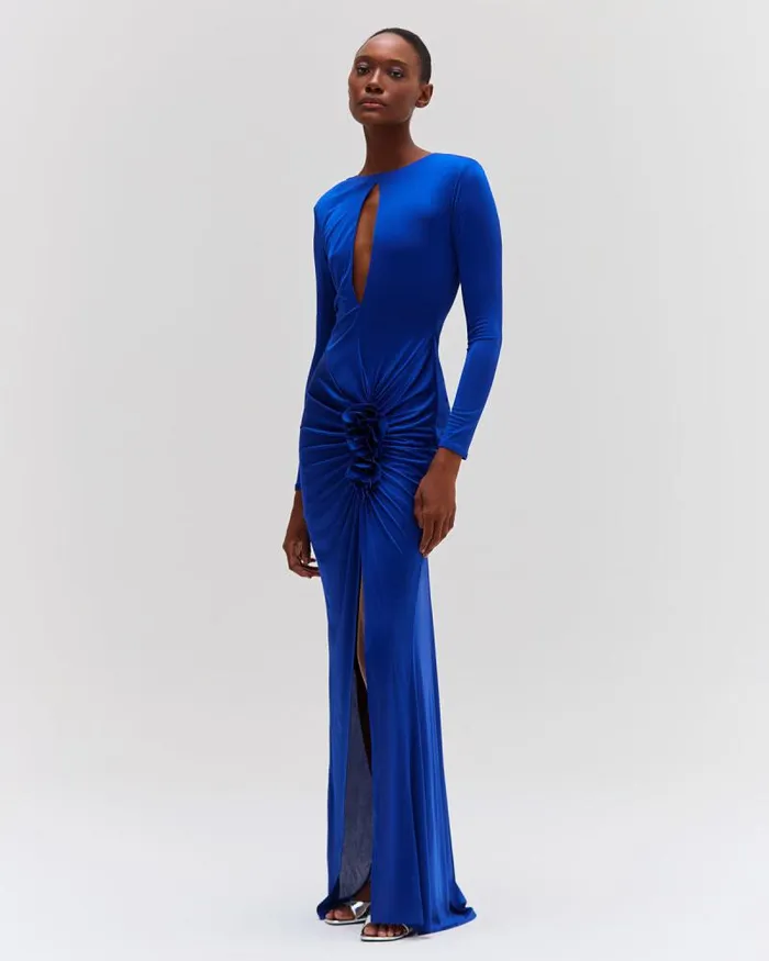 Women Dresses and Jumpsuits PatBO Metallic Jersey Keyhole Maxi Dress Sapphire