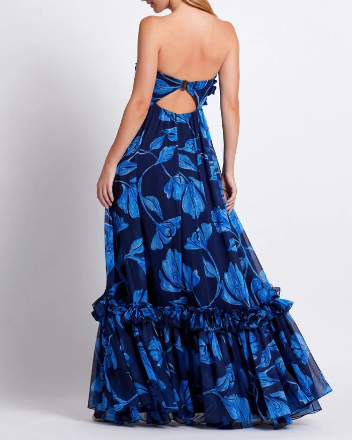 Women Dresses and Jumpsuits PatBO Nightflower Beaded Strapless Gown FINAL SALE Indigo