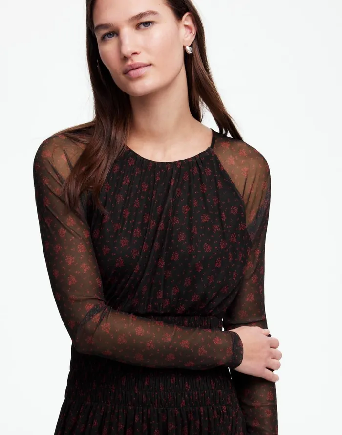 Women Dresses Madewell Smocked Midi Dress In Floral Bright Cherry