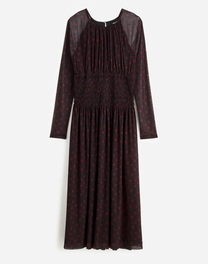 Women Dresses Madewell Smocked Midi Dress In Floral Bright Cherry