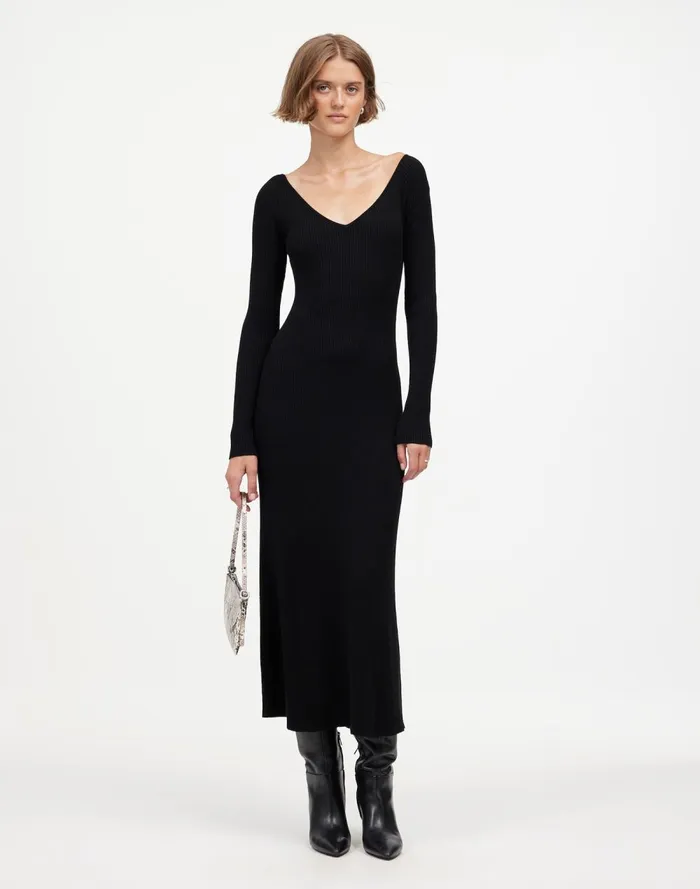 Women Dresses Madewell The Signature Knit VNeck Midi Dress Abyss