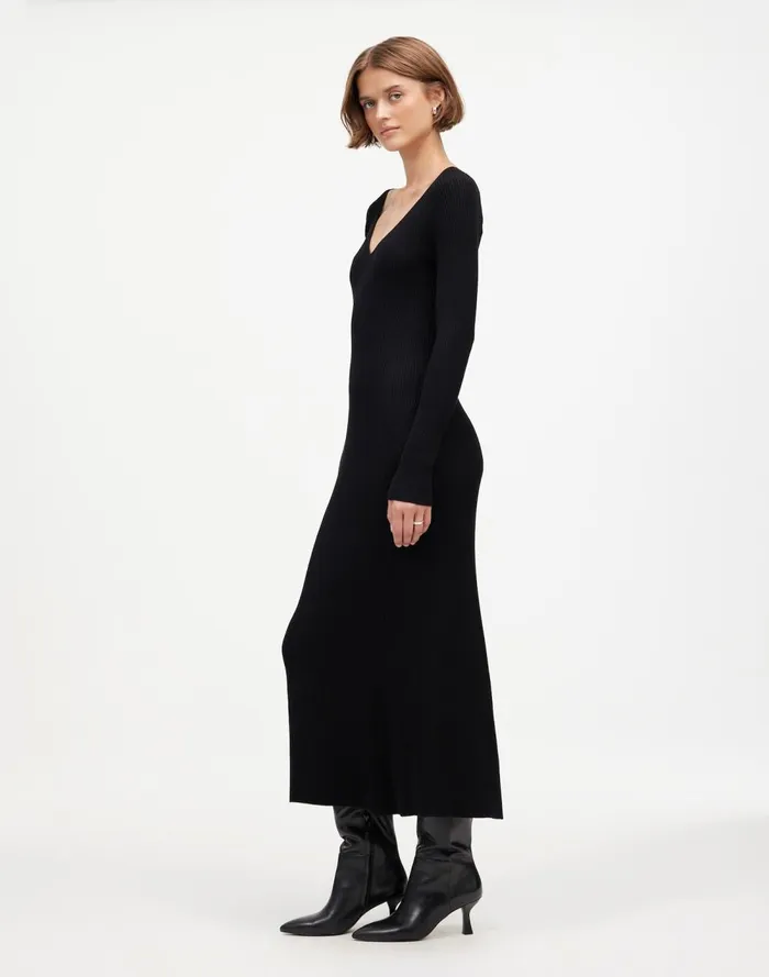 Women Dresses Madewell The Signature Knit VNeck Midi Dress Abyss