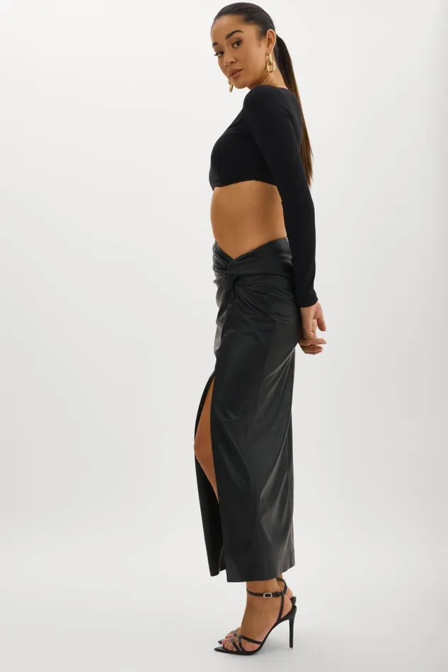 Women EILEEN Faux Leather Maxi Skirt Black LAMARQUE Skirts Women EILEEN Faux Leather Maxi Skirt Black LAMARQUE Skirts