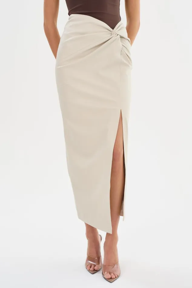 Women EILEEN Faux Leather Maxi Skirt Bone LAMARQUE Skirts Women EILEEN Faux Leather Maxi Skirt Bone LAMARQUE Skirts
