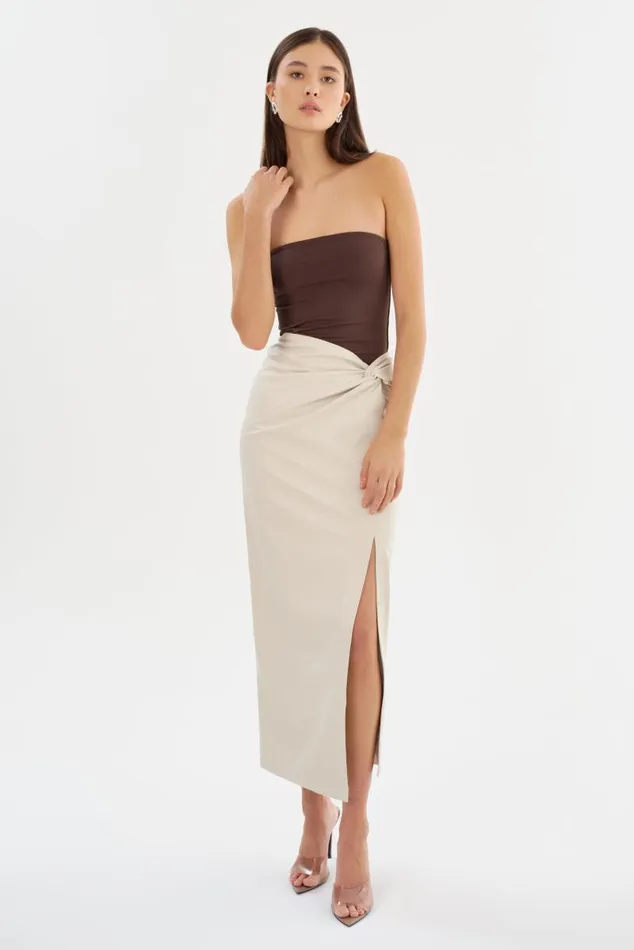 Women EILEEN Faux Leather Maxi Skirt Bone LAMARQUE Skirts Women EILEEN Faux Leather Maxi Skirt Bone LAMARQUE Skirts