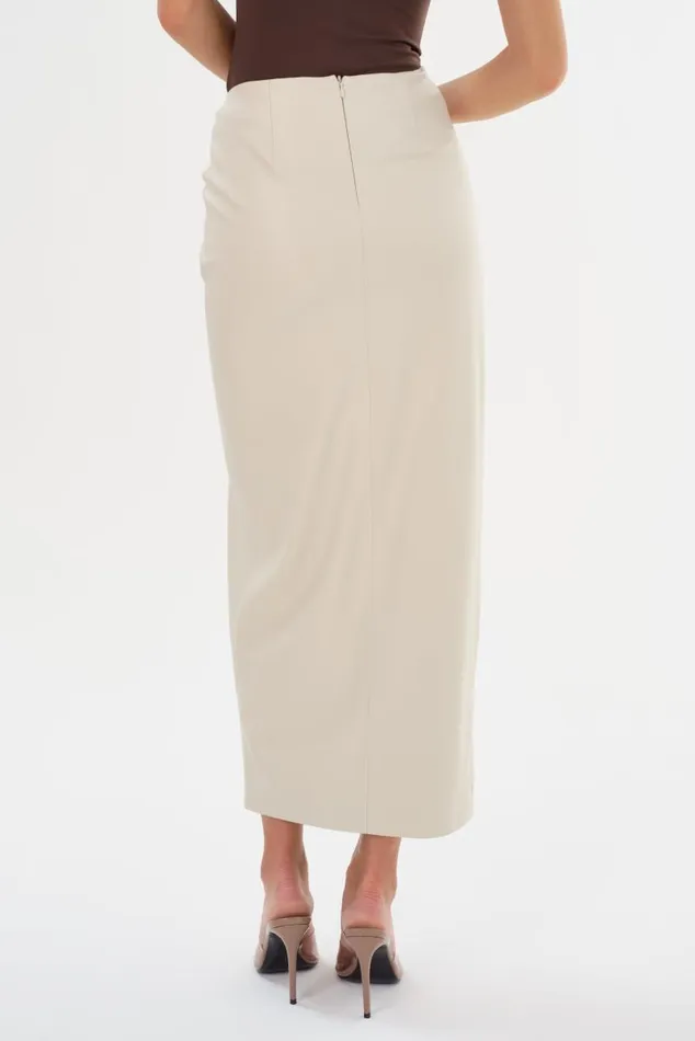 Women EILEEN Faux Leather Maxi Skirt Bone LAMARQUE Skirts Women EILEEN Faux Leather Maxi Skirt Bone LAMARQUE Skirts