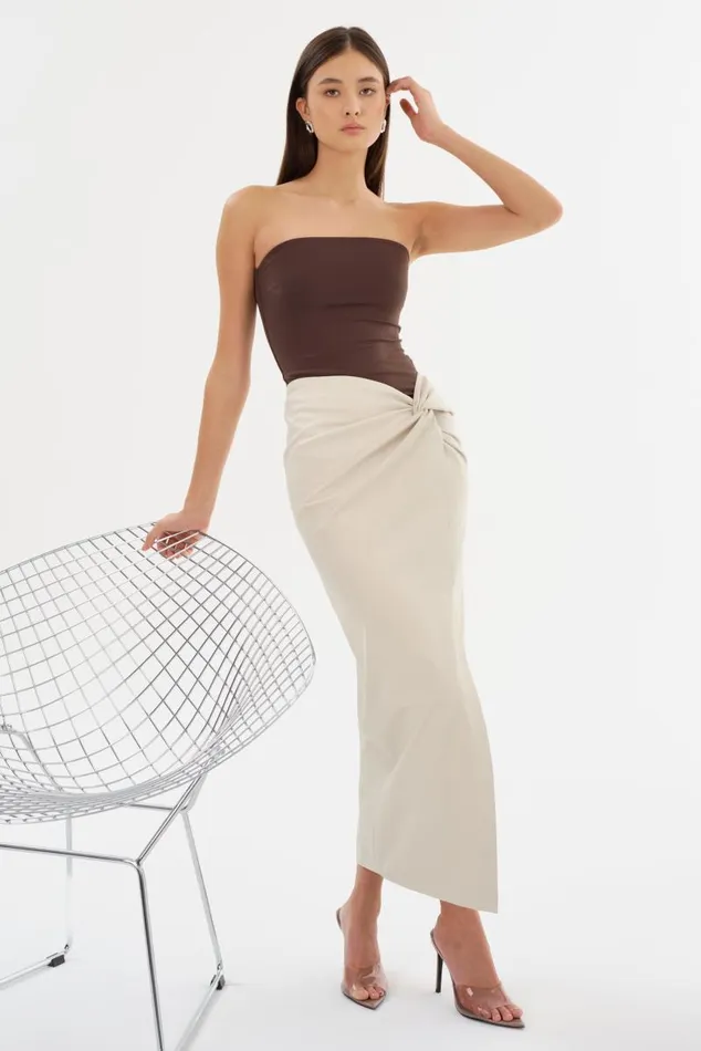 Women EILEEN Faux Leather Maxi Skirt Bone LAMARQUE Skirts Women EILEEN Faux Leather Maxi Skirt Bone LAMARQUE Skirts