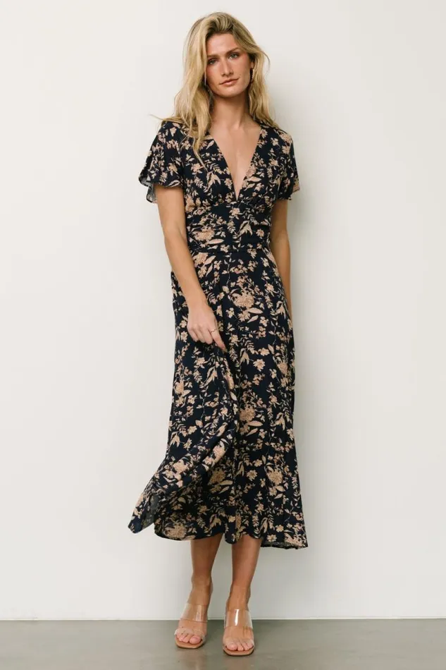Women Ellen Midi Dress Navy Print Baltic Born Midi Dresses