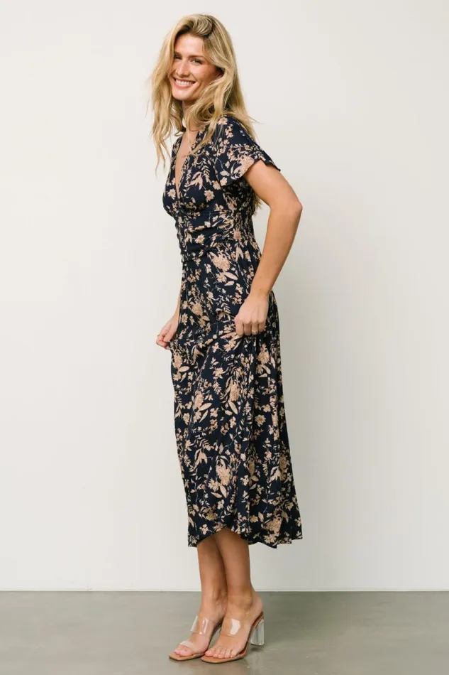Women Ellen Midi Dress Navy Print Baltic Born Midi Dresses