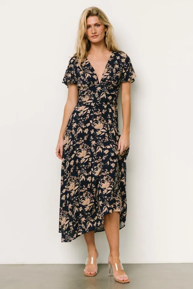 Women Ellen Midi Dress Navy Print Baltic Born Midi Dresses