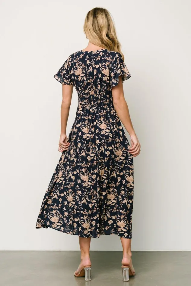 Women Ellen Midi Dress Navy Print Baltic Born Midi Dresses
