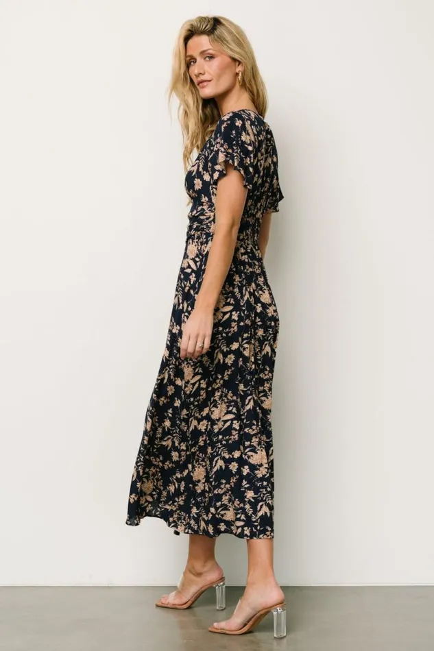 Women Ellen Midi Dress Navy Print Baltic Born Midi Dresses
