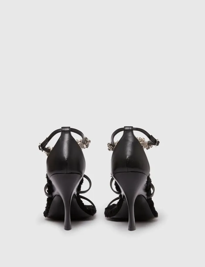 Women Elsa Crystal Flowers Heeled Sandals Black Stella McCartney Heels Women Elsa Crystal Flowers Heeled Sandals Black Stella McCartney Heels