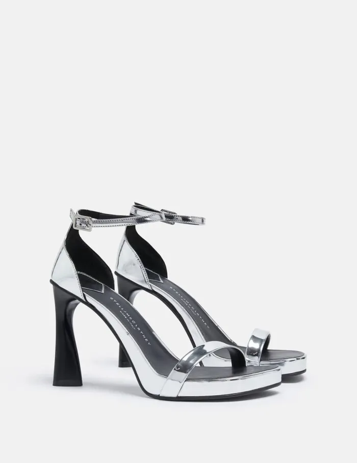 Women Elsa Mirrored Heeled Sandals Silver Stella McCartney Heels
