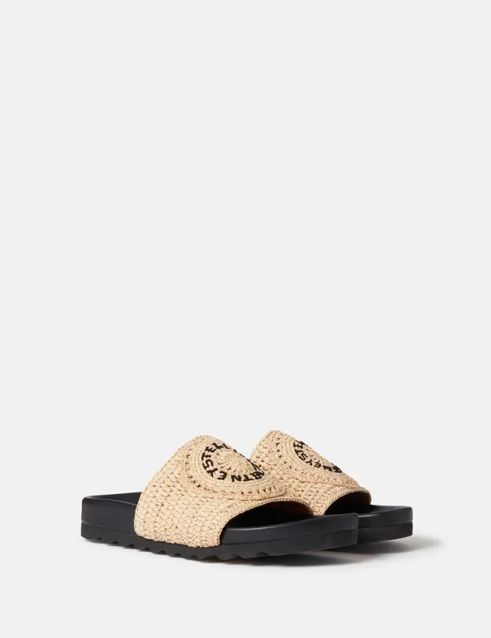 Women Elyse Raffia Logo Sandals Naturalblack Stella McCartney Sandals