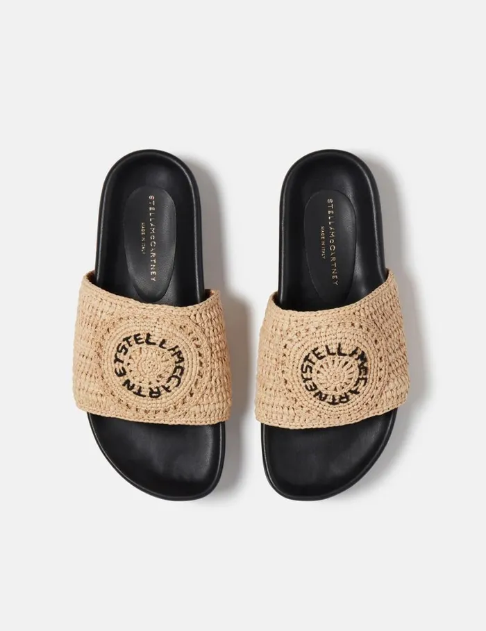 Women Elyse Raffia Logo Sandals Naturalblack Stella McCartney Sandals