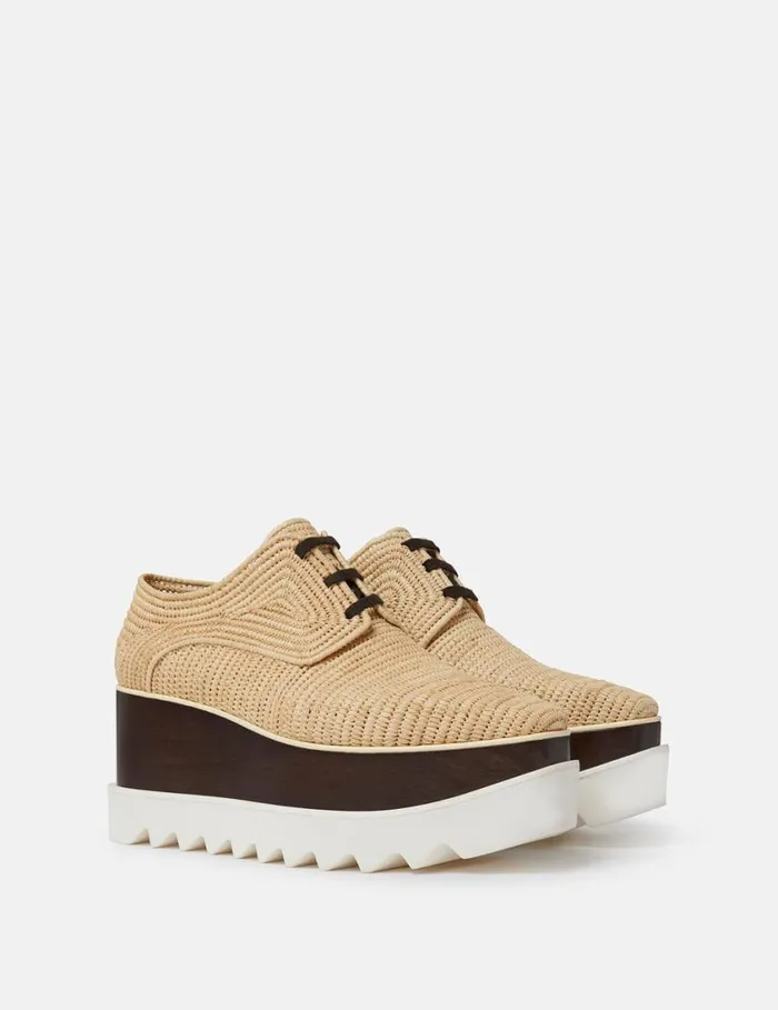 Women Elyse Raffia Platform Shoes Light Straw Beige Stella McCartney Wedges Women Elyse Raffia Platform Shoes Light Straw Beige Stella McCartney Wedges