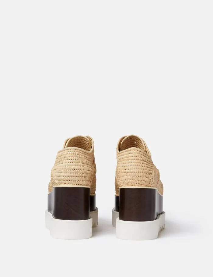 Women Elyse Raffia Platform Shoes Light Straw Beige Stella McCartney Wedges Women Elyse Raffia Platform Shoes Light Straw Beige Stella McCartney Wedges