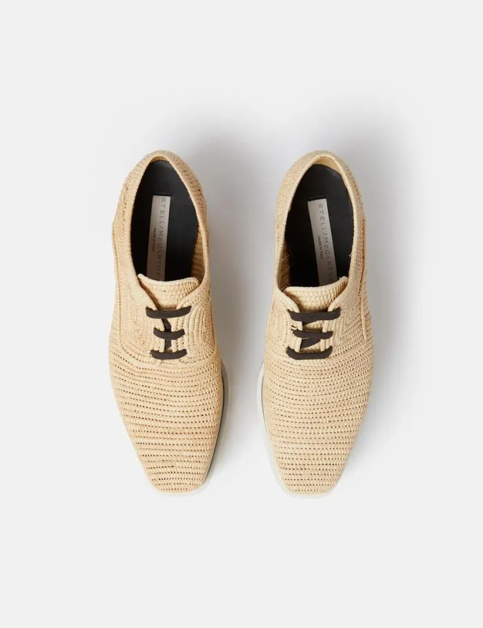 Women Elyse Raffia Platform Shoes Light Straw Beige Stella McCartney Wedges Women Elyse Raffia Platform Shoes Light Straw Beige Stella McCartney Wedges