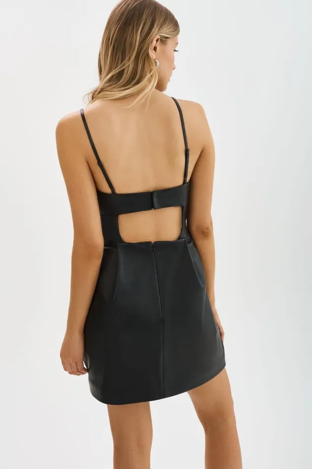 Women EMELA Leather Dress Black LAMARQUE Dresses Women EMELA Leather Dress Black LAMARQUE Dresses