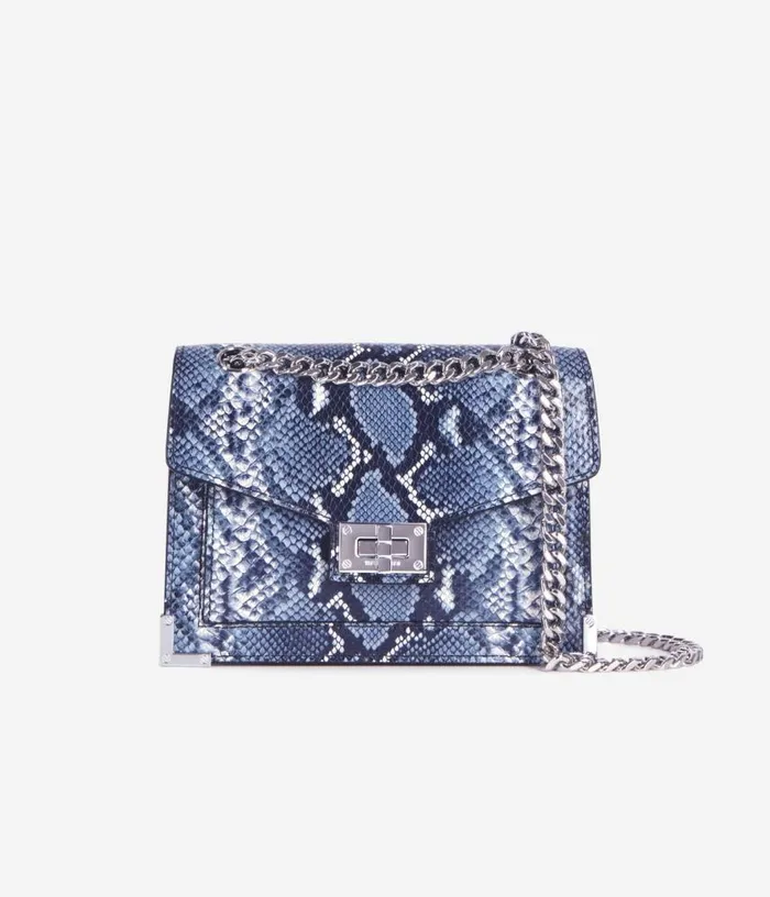 Women Emily Chain Bag In Blue Pythoneffect Leather THE KOOPLES Bags
