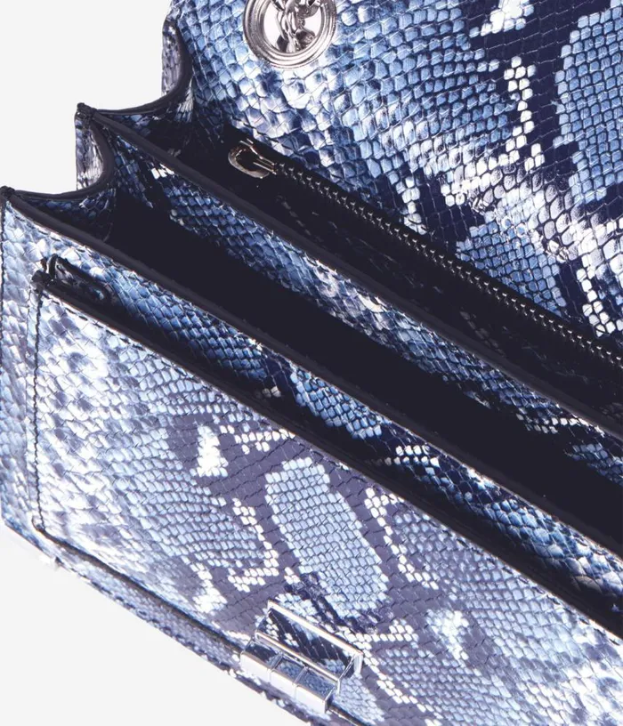 Women Emily Chain Bag In Blue Pythoneffect Leather THE KOOPLES Bags