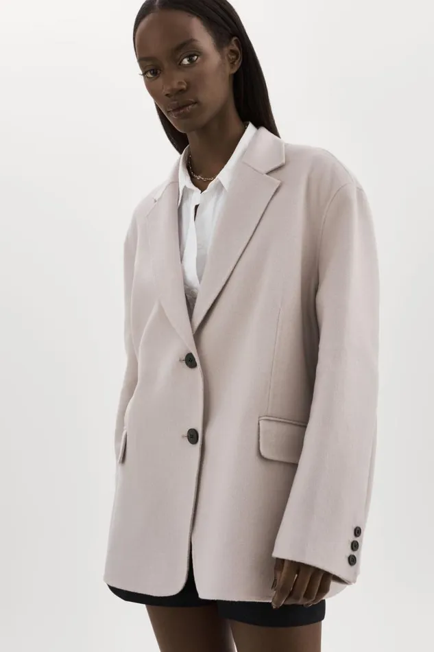Women ENNIS Oversized Wool Blazer Feather Grey LAMARQUE Blazers