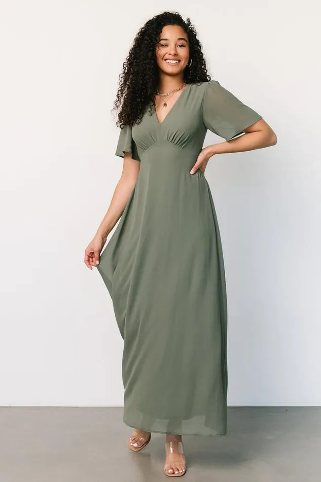 Women Esti Maxi Dress Dark Sage Baltic Born Maxi Dresses Women Esti Maxi Dress Dark Sage Baltic Born Maxi Dresses