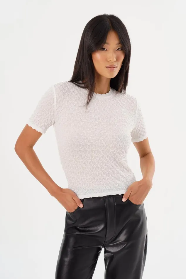 Women ESTIR Crew Neck TShirt White LAMARQUE Tops