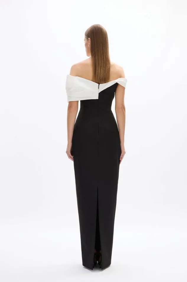 Women Evening Dresses Rachel Gilbert Delila Gown BlackWhite Women Evening Dresses Rachel Gilbert Delila Gown BlackWhite