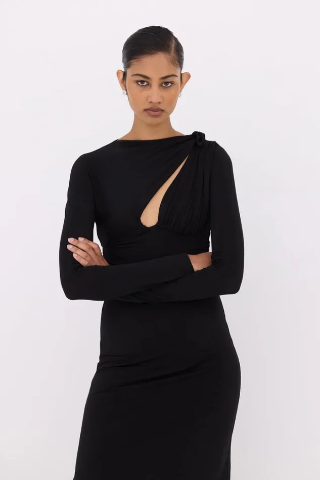 Women Evening Dresses Rachel Gilbert Tanner Sleeve Gown Black Women Evening Dresses Rachel Gilbert Tanner Sleeve Gown Black