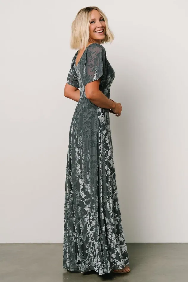 Women Everley Velvet Maxi Dress Dusty Blue Baltic Born Maxi Dresses Women Everley Velvet Maxi Dress Dusty Blue Baltic Born Maxi Dresses