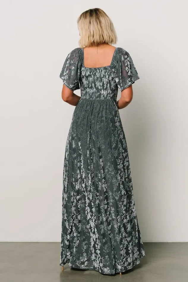 Women Everley Velvet Maxi Dress Dusty Blue Baltic Born Maxi Dresses Women Everley Velvet Maxi Dress Dusty Blue Baltic Born Maxi Dresses