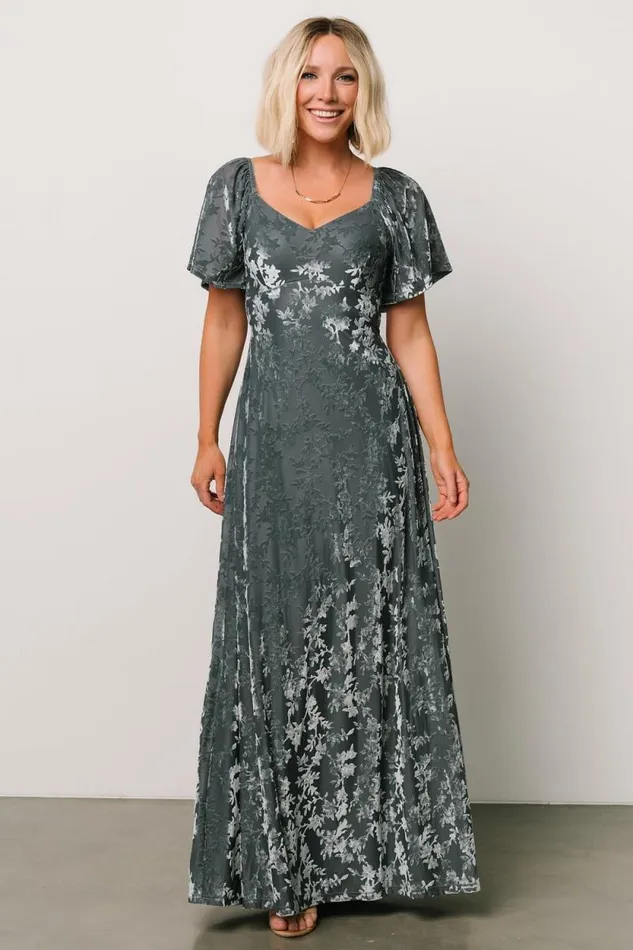 Women Everley Velvet Maxi Dress Dusty Blue Baltic Born Maxi Dresses Women Everley Velvet Maxi Dress Dusty Blue Baltic Born Maxi Dresses