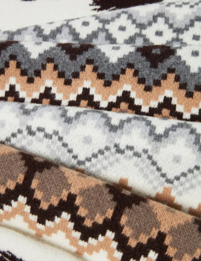 Women Fairisle Logo Scarf Brown And Cream Stella McCartney Knitwear