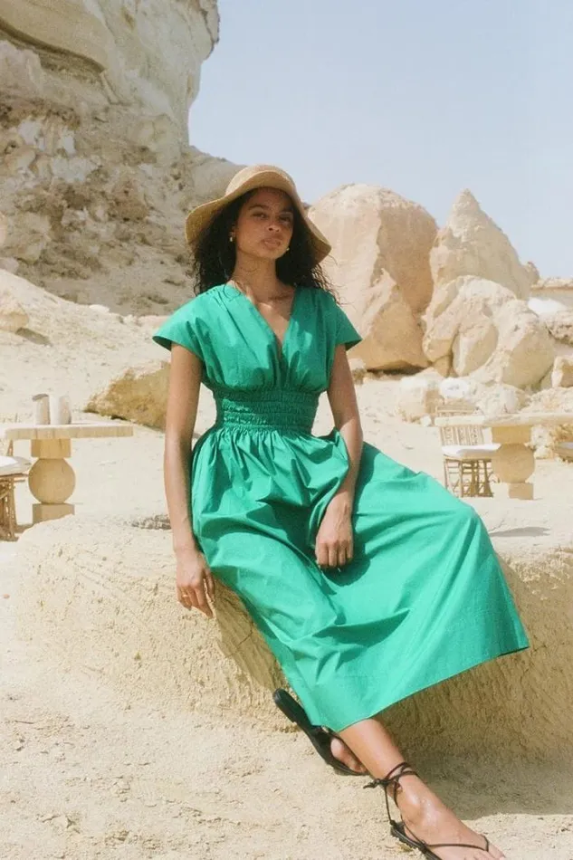 Women Faithfull The Brand Dresses Agnes Midi Dress Verde