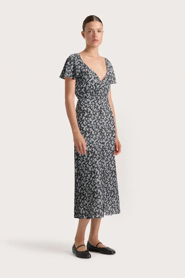 Women Faithfull The Brand Dresses Aurelie Midi Dress Leilani Charred Navy