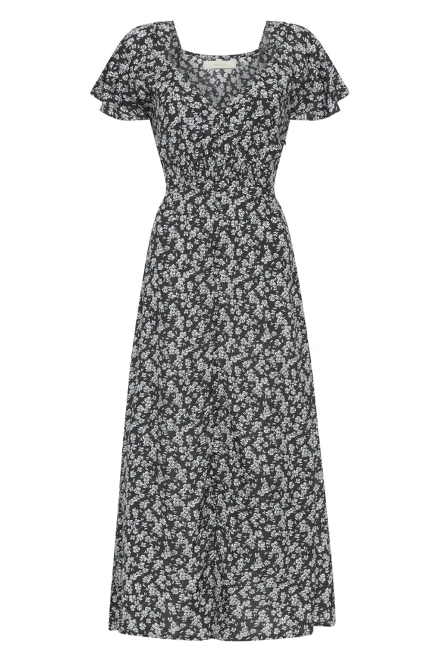 Women Faithfull The Brand Dresses Aurelie Midi Dress Leilani Charred Navy