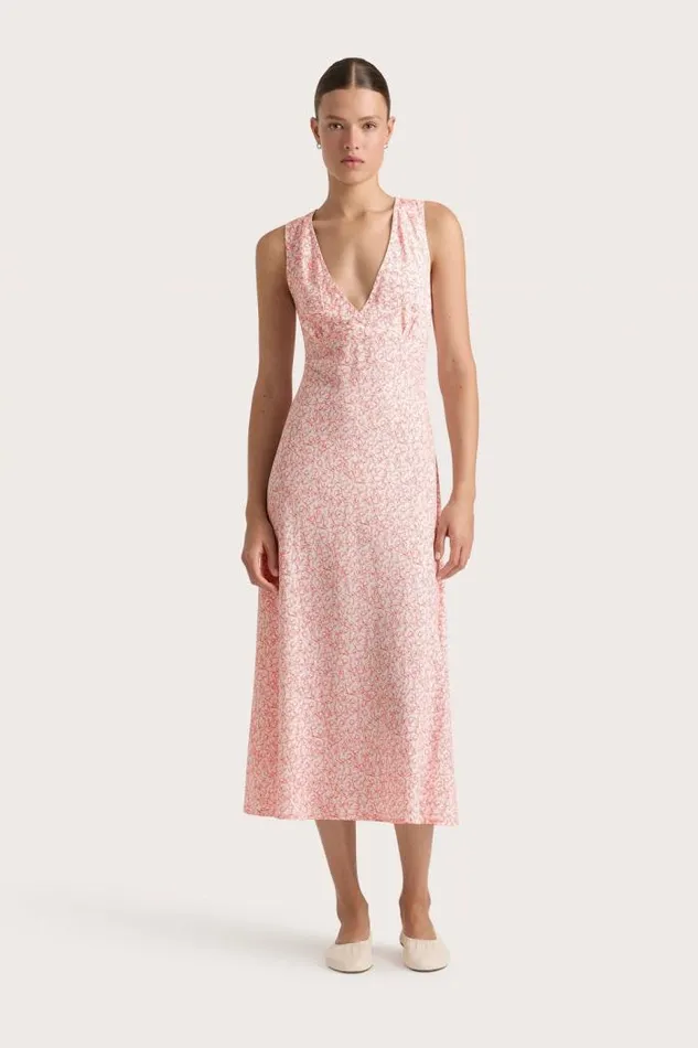 Women Faithfull The Brand Dresses Jardin Midi Dress Calla Vermillion