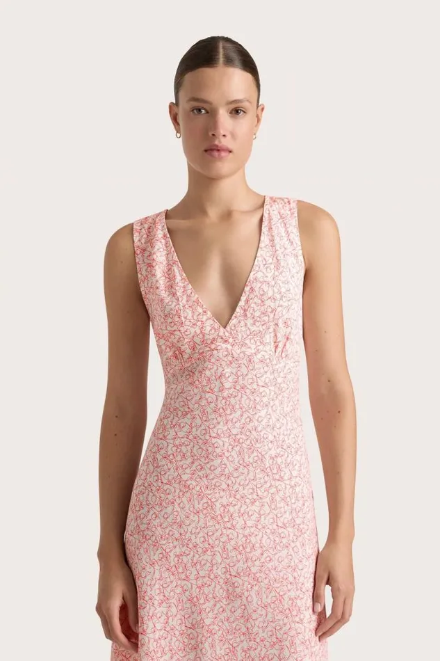 Women Faithfull The Brand Dresses Jardin Midi Dress Calla Vermillion