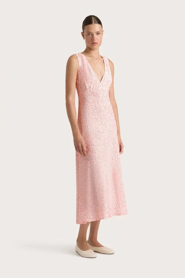 Women Faithfull The Brand Dresses Jardin Midi Dress Calla Vermillion