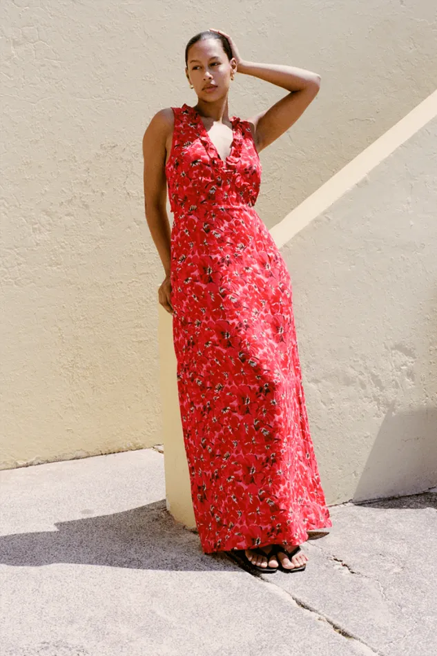 Women Faithfull The Brand Dresses San Luis Maxi Dress El Limon Floral Pink